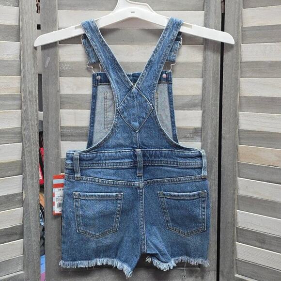 Girls' Destructed Jean Shortalls | Cat & Jack | X Small (4/5) - Picture 4 of 9